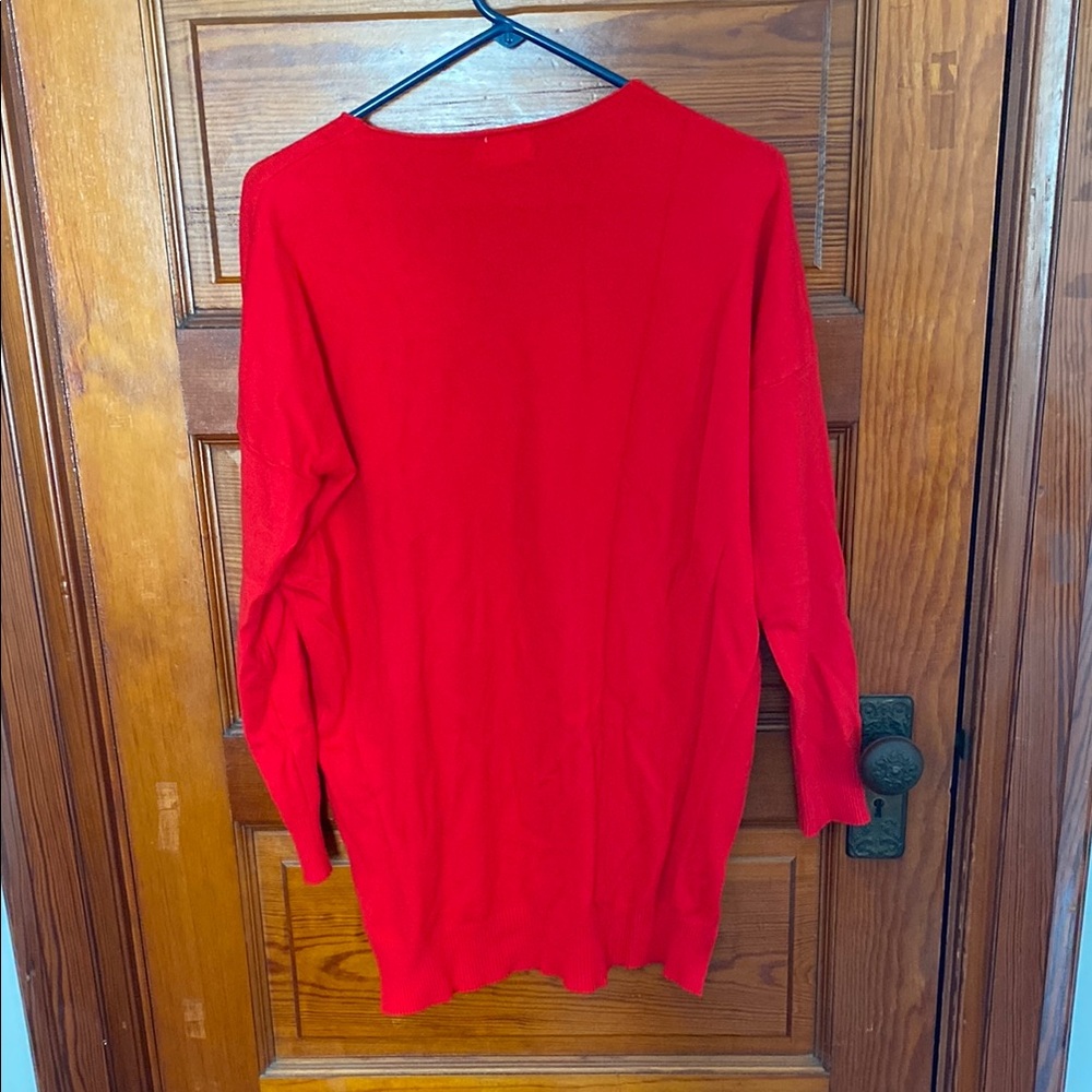 Red V-Neck Sweater - Picture 3 of 3